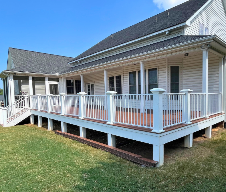 trex deck with white aluminum railing